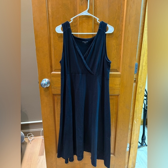 Eileen Fisher Womens Black Organic Cotton Stretch Jersey Surplice Dress Sz Large - Picture 9 of 10